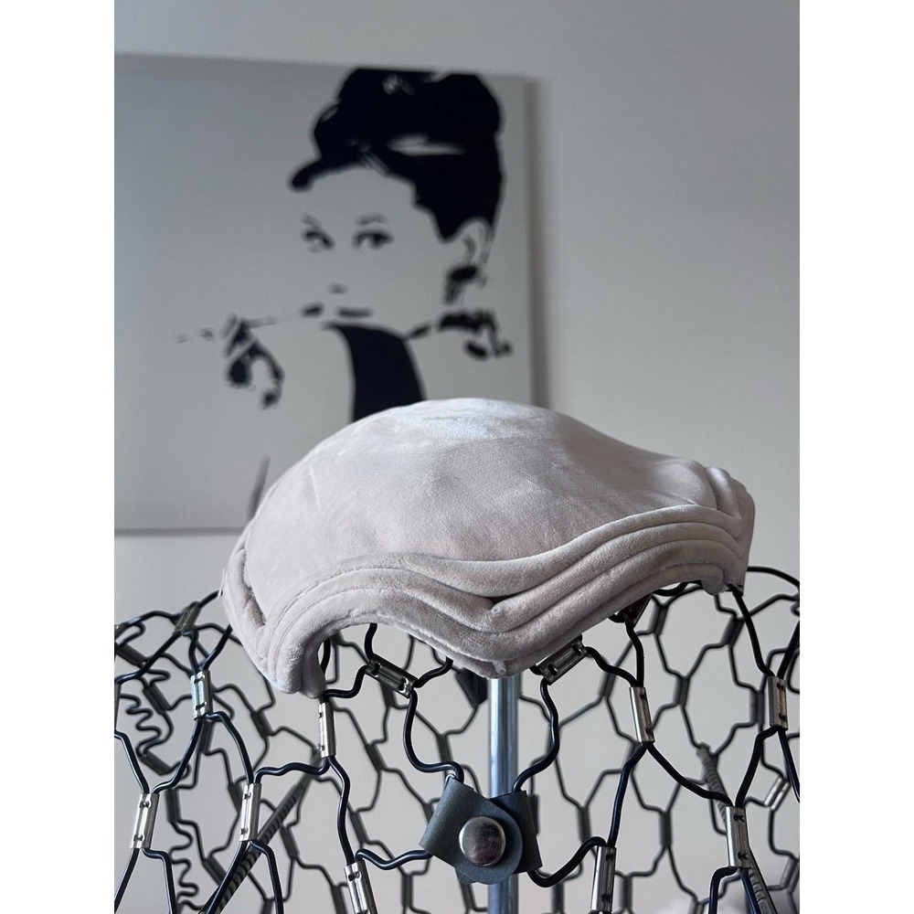 Vintage Amy New York Cream Velvet Pillbox Hat Scalloped Brim Mid Century Bridal